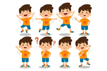 Cute Little Kid Boy Illustration Pack