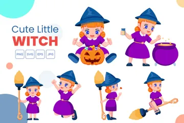 Cute Little Witch Illustration Pack