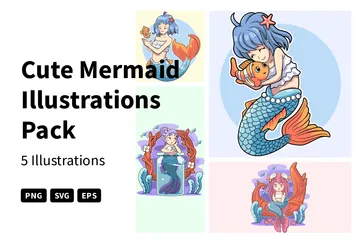 Cute Mermaid Illustration Pack