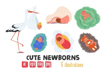 Cute Newborns Illustration Pack