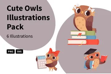 Cute Owls Illustration Pack