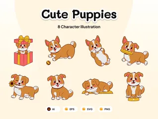 Cute Puppies Illustration Pack