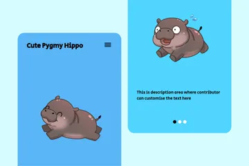 Cute Pygmy Hippo Illustration Pack