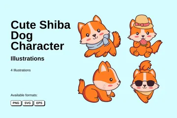 Cute Shiba Dog Illustration Pack