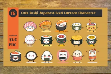 Cute Sushi Japanese Food Illustration Pack