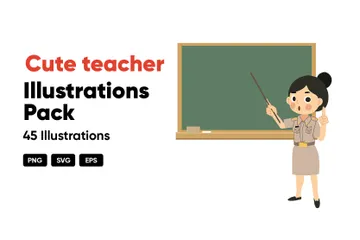 Cute Teacher Illustration Pack