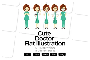 Cute Women Doctor Illustration Pack