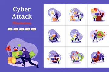 Cyber-attaque Pack d'Illustrations