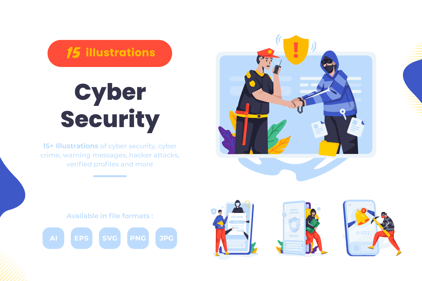 Cyber Security Illustration Pack - 22 Crime & Security Illustrations ...