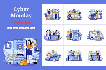 Cyber Monday Illustration Pack
