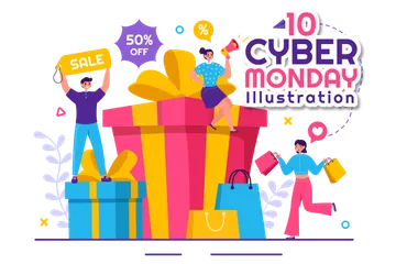 Cyber Monday Event Illustration Pack