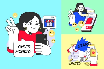 Cyber Monday Illustration Pack