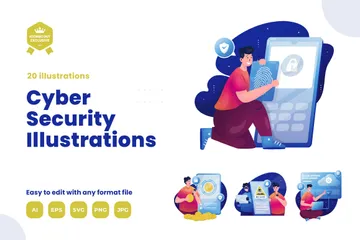 La cyber-sécurité Illustration Pack