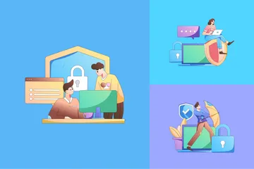 La cyber-sécurité Pack d'Illustrations