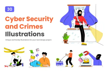 Cybersécurité et criminalité Pack d'Illustrations