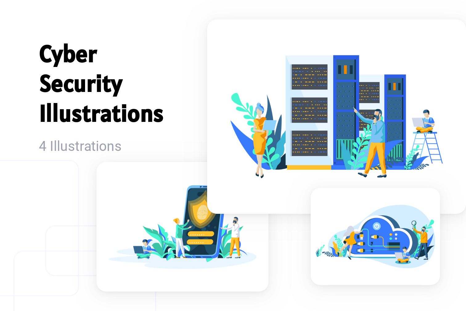 Cyber Security Illustration Pack - 4 Crime & Security Illustrations ...