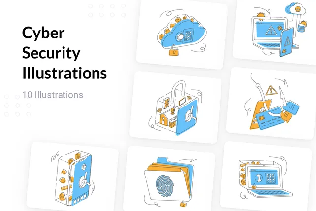 Cyber Security Illustration Pack - 10 Crime & Security Illustrations ...