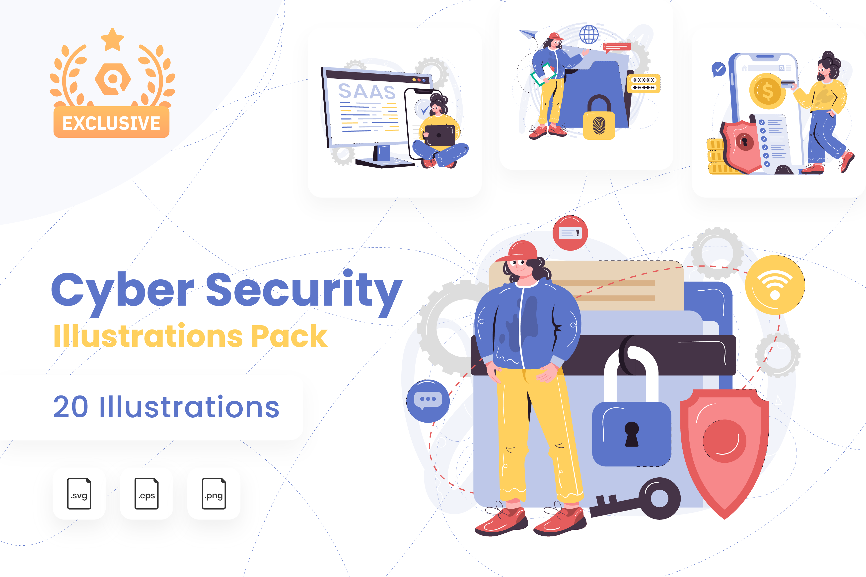 Premium Cyber Security Illustration pack from Crime & Security ...