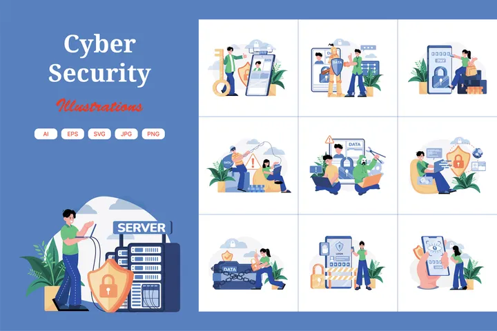 Premium Cyber Security Illustration pack from Crime & Security ...