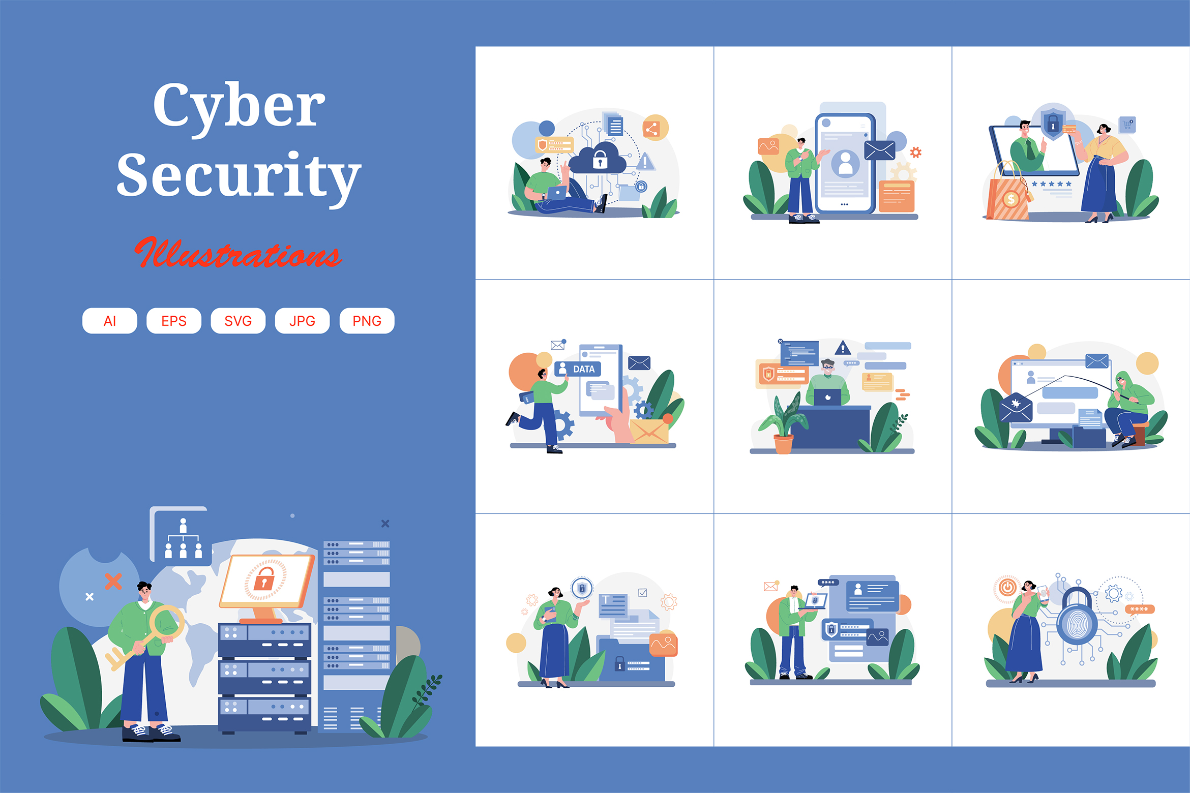 Premium Cyber Security Illustration pack from Crime & Security ...