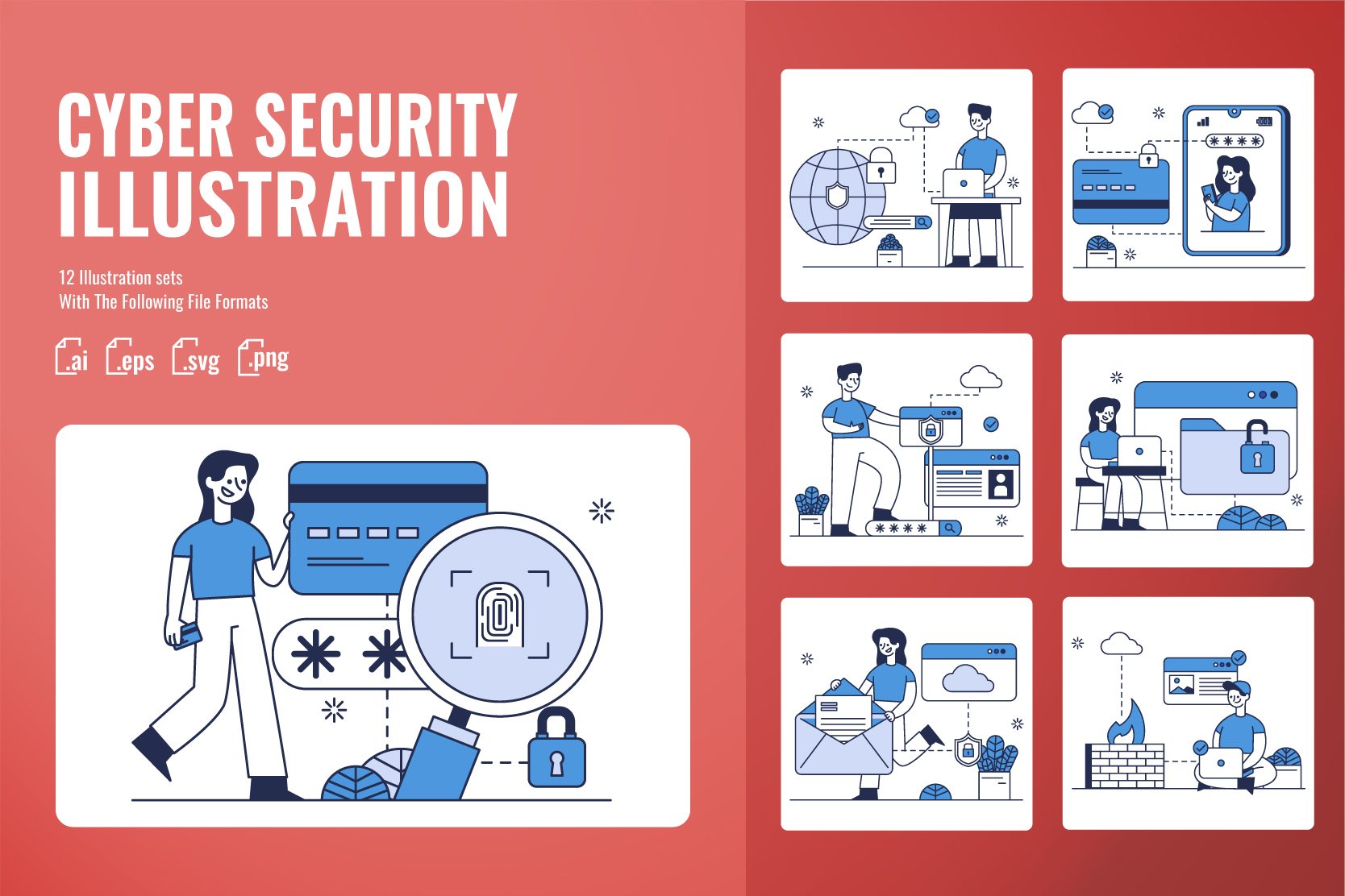 Premium Cyber Security Illustration pack from Crime & Security ...