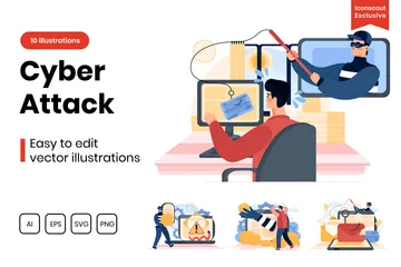 Cyber Attacke Illustrationspack