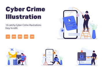 Cyberkriminalität Illustrationspack