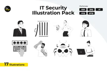 Cybersecurity And Tech Professionals Illustration Pack
