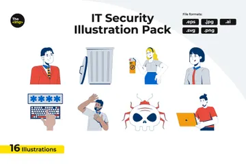 Cybersecurity And Tech Professionals Illustration Pack