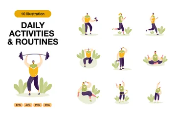 Daily Activities And Routines Illustration Pack