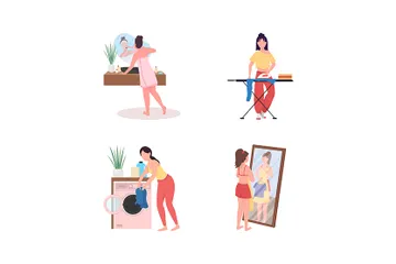 Daily Home Routine Illustration Pack