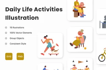 Daily Life Activities Illustration Pack