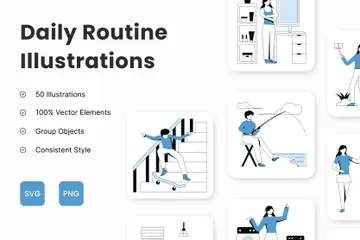 Daily Routine Illustration Pack