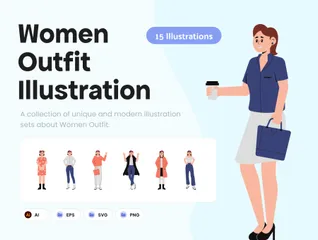 Damen-Outfit Illustrationspack
