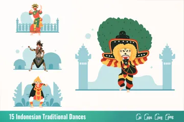 Dança Tradicional da Indonésia Pacote de Ilustrações