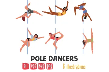 Dançarinas de pole dance Pacote de Ilustrações