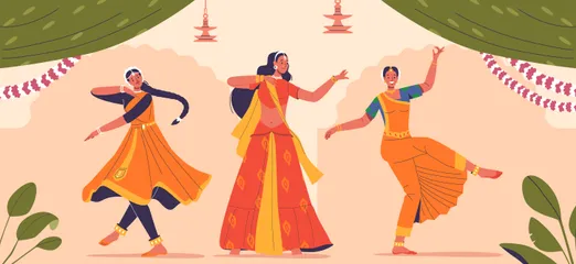Danças Indianas Pacote de Ilustrações