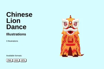 Danse du lion chinoise Pack d'Illustrations