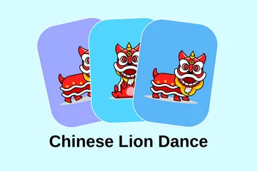 Danza del león chino Paquete de Ilustraciones