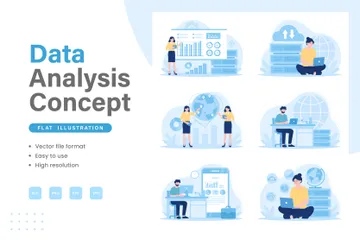 Data Analysis And Storage Database Illustration Pack