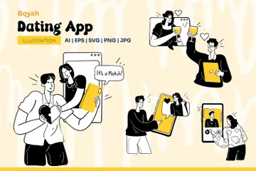 Dating App Illustration Pack