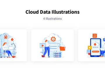 Datos en la nube Paquete de Ilustraciones