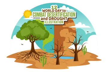 Day To Combat Desertification And Drought Illustration Pack