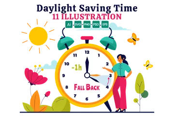 Daylight Saving Time Illustration Pack