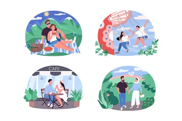 Daytime Activity For Couples Illustration Pack