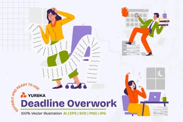 Deadline Overwork Illustration Pack