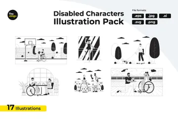 Deficiências na vida cotidiana Pacote de Ilustrações