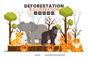 Deforestación Paquete de Ilustraciones