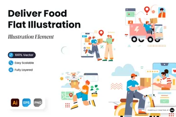 Deliver Food Illustration Pack