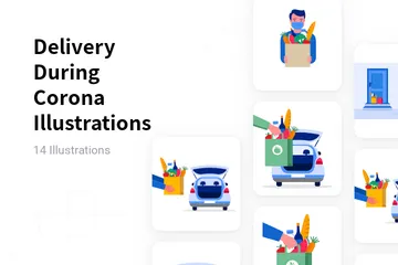 Delivery During Corona Illustration Pack